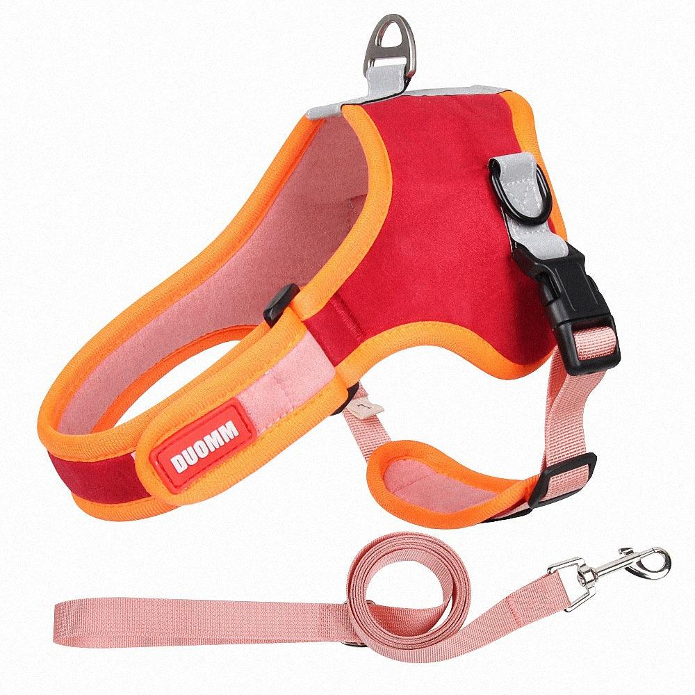 Luxury Suede Dog Harness Set: Stylish Leash And Adjustable Chest Strap For Pet Comfort-1