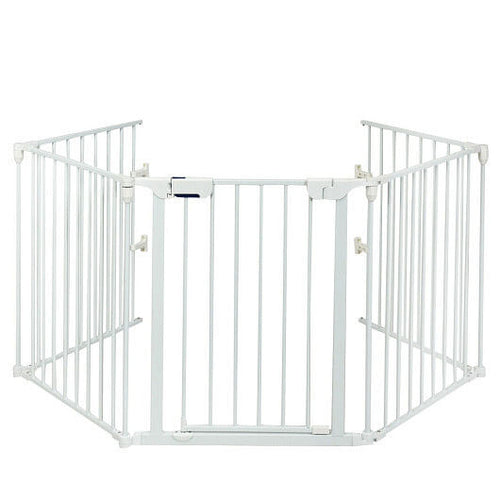 115 Inch Length 5 Panel Adjustable Wide Fireplace Fence-Black-1