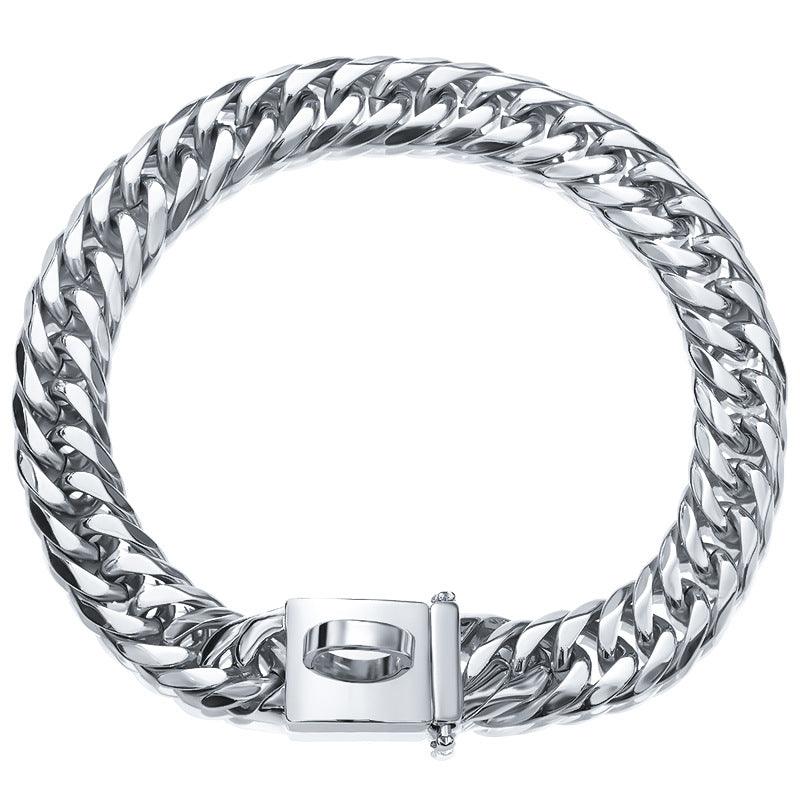 Gold Stainless Steel French Pitbully Dog Collar Leash - Stylish And Durable Pet Chain-5