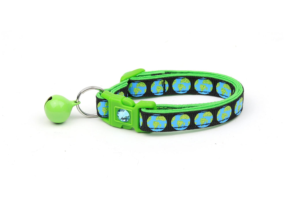 Earth on Black Cat Collar-0