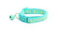 Gold Moons and Stars on Aqua V2 Cat Collar